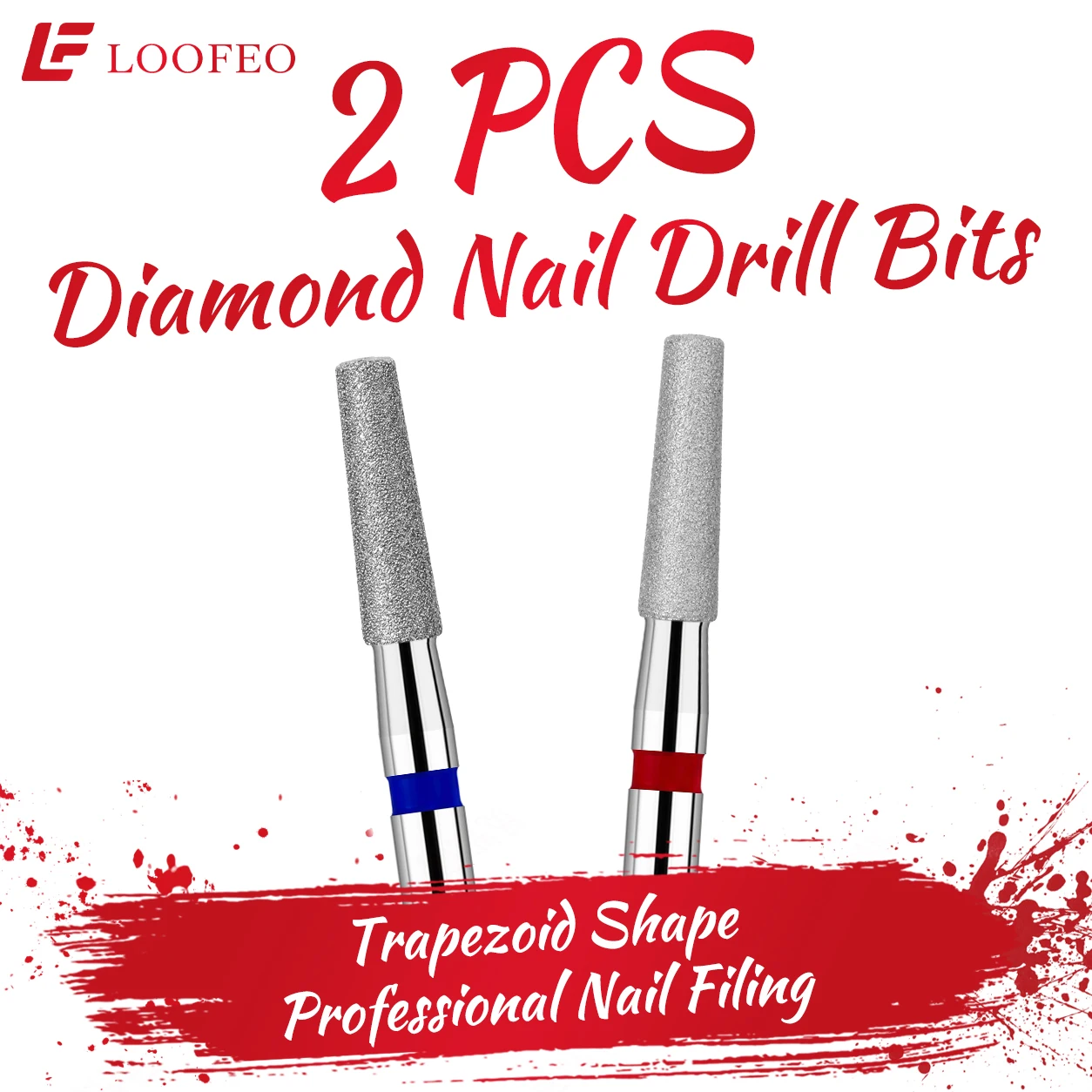Trapezoid Shape Diamond Nail Drill Bit Set 2pcs for Manicure Cuticle Burrs Cleaning Medium Fine Milling Cutter 3/32 Inch Shank