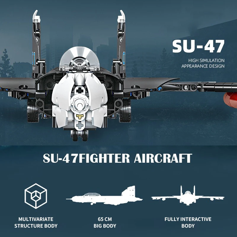 58138 Air Force Military Weapon Building Blocks Su-47 Forward swept Wing Fighter War Bricks Toys Educational Toys For Boys Gifts