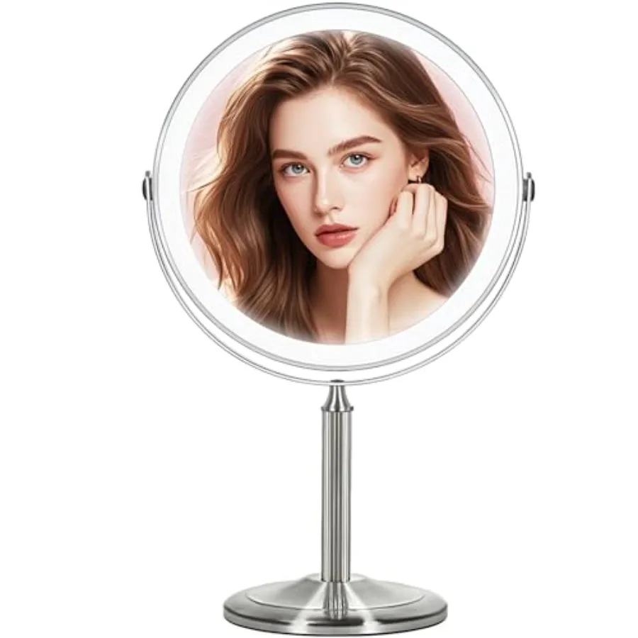 

15X Magnifying Mirror with Light 9.5 Large 5000mAh Rechargeable Double Sided HD Lighted Makeup Mirror with 3 Touch Dimmable Lig