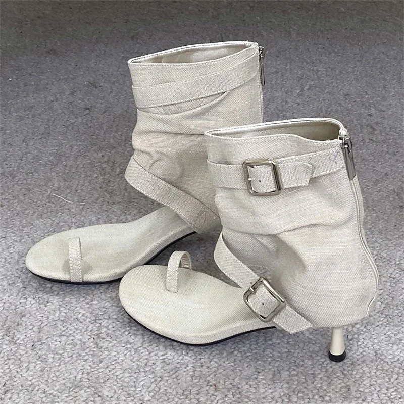 

Eilyken модные женские ботильоны с застежкой на носок, сандалии с пряжкой и ремешком на молнии, вечерние женские туфли на тонком низком каблуке, Zapatos Mujer