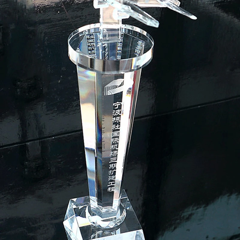 Customized Aircraft Shape Crystal Trophy, Creativity Lettering High-end Souvenir, Home Decoration Awards Competition Trophy, 1Pc