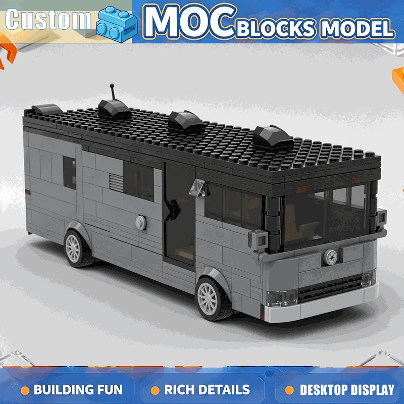 581 PCS Class A Motorhome RV Camper Model With Working Slide Out Building Blocks DIY Assembly Creative Travel Vehicle Toy Gift