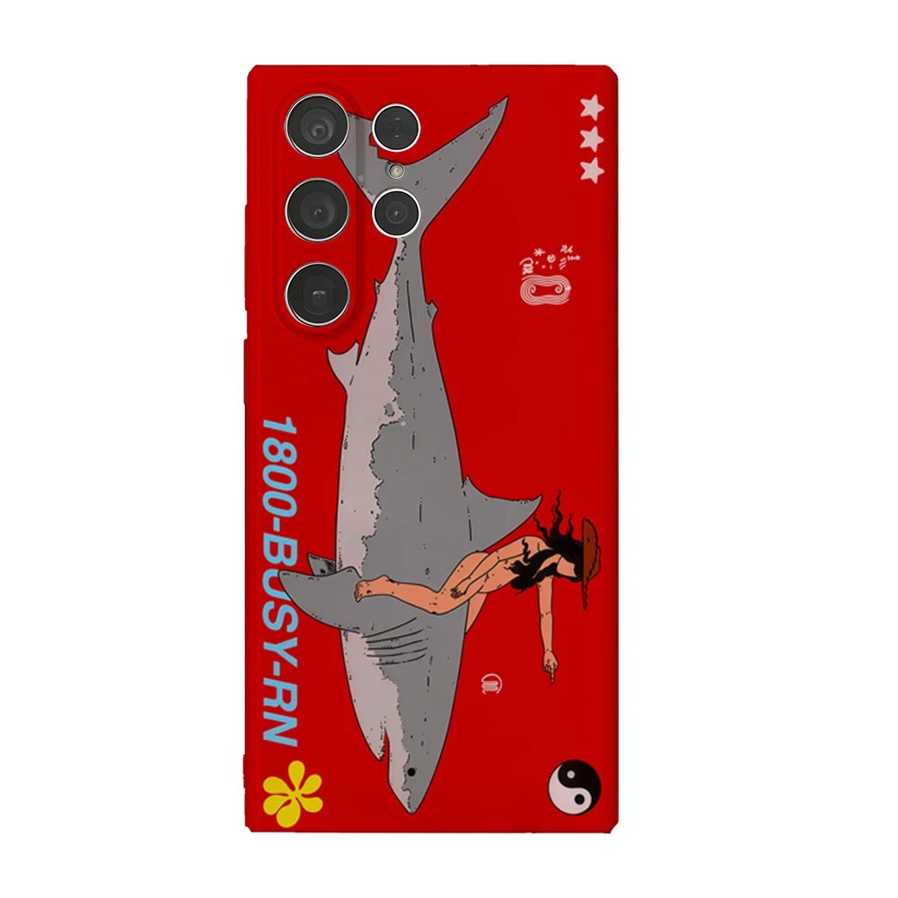 Shark Rider Handyhülle für Samsung Galaxy S25 S24 S23 Ultra Plus A35 A55 Glänzende HD Hard Cover Film Shell