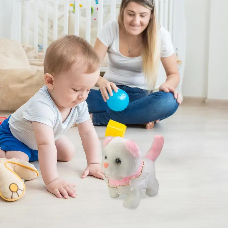 Electric Interactive Cat Stuffed Animal Walking And Wagging Tail Electronic Plush Toy Interactive Kitten Toy For Children Boys