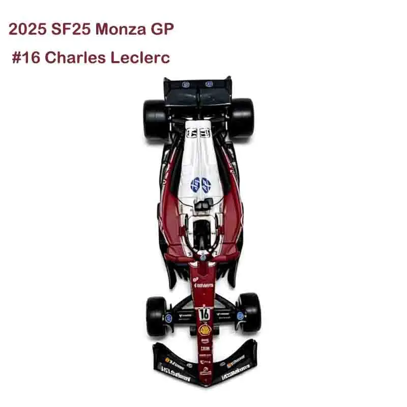 Bburago 1:43 2025 F1 Ferrari SF25 Monza # Modelo de Carro em Liga de Alumínio 16 Charles Leclerc, Brinquedo Colecionável