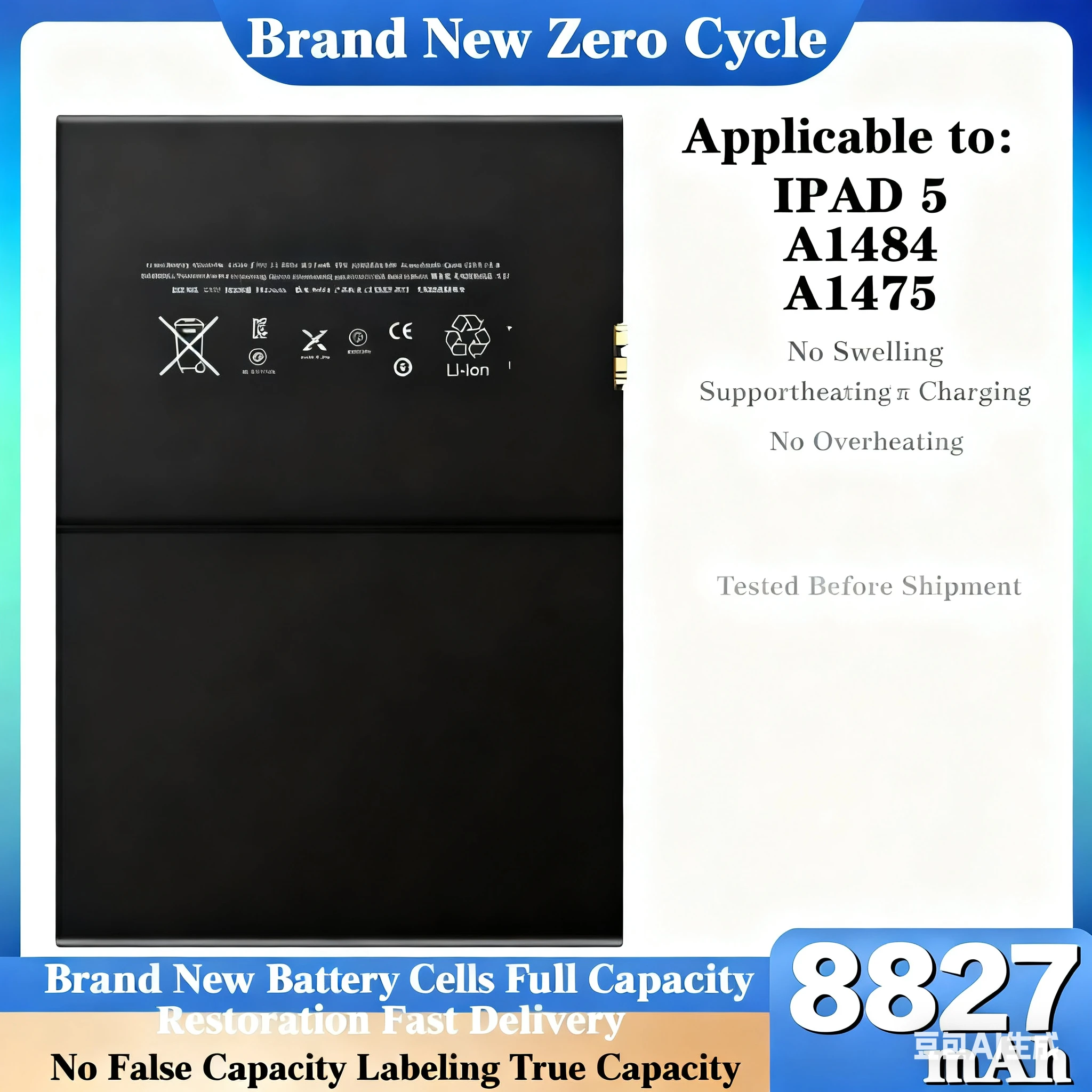 

8827 мАч для IPad 6 5 Air 2 A1566 A1567 A1474 A1484 Сменный аккумулятор большой емкости литий-ионный элемент с инструментами для ремонта