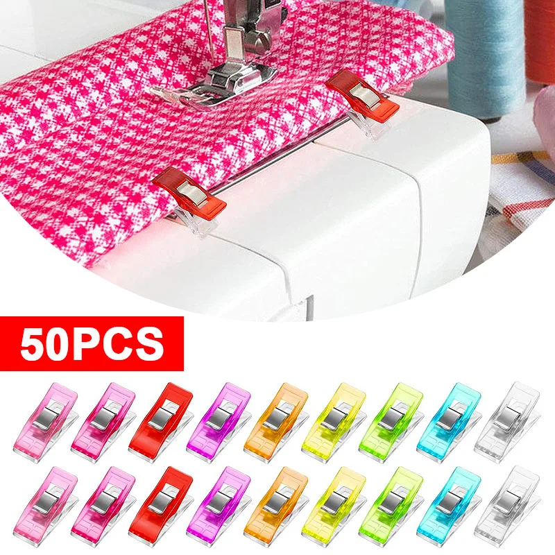 

50Pcs Multipurpose Sewing Clips Colorful Clips Plastic DIY Storage Positioning Patchwork Quilting Tools Safety Clips Assorted