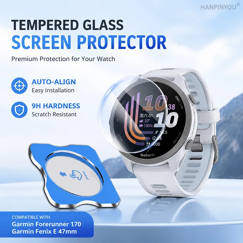 

One-Second Installation Tempered Glass Protector For Garmin Forerunner 170 70 165 955 255 Fenix E Quickly Positioning Cover