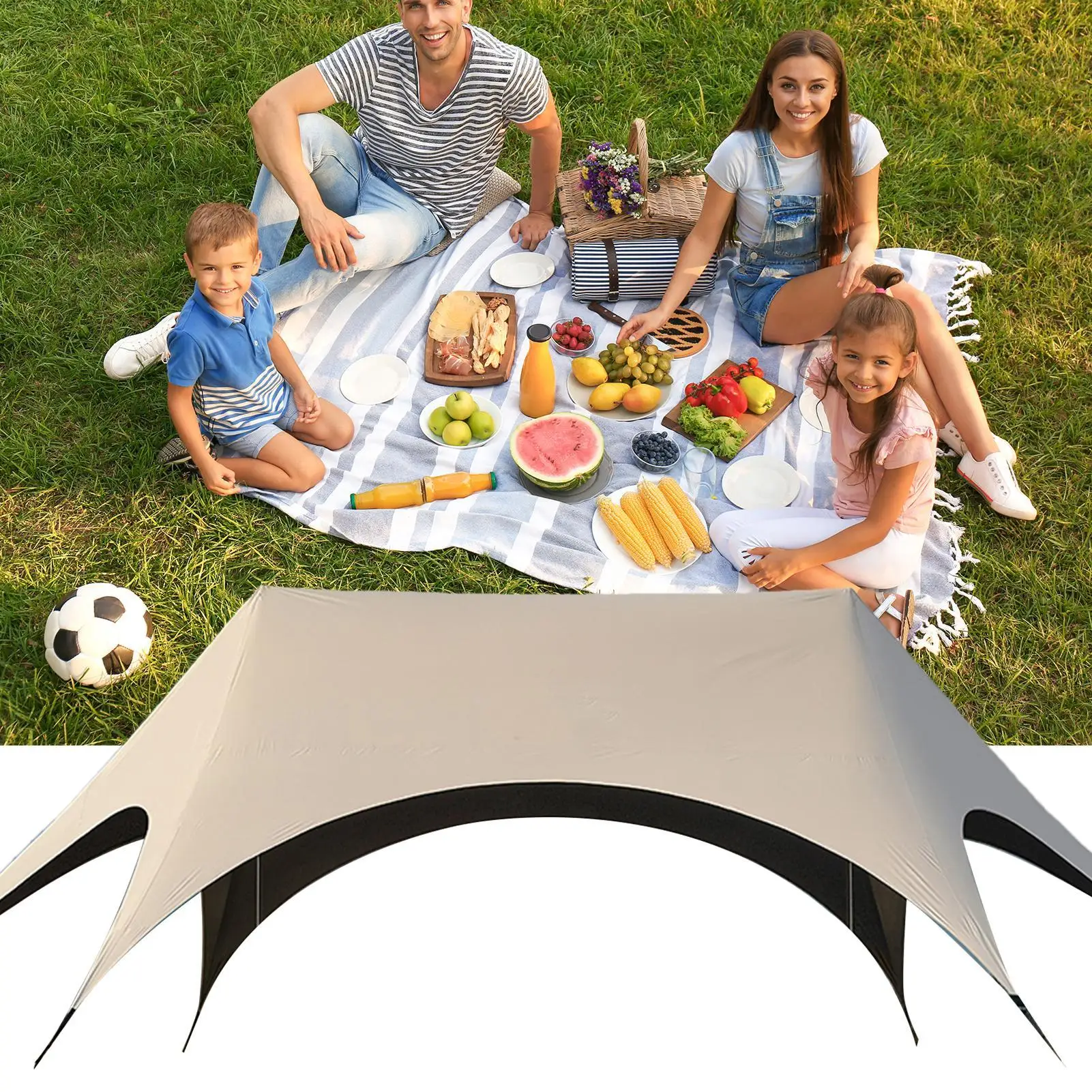 

UPF 50 Camping Canopy Rainproof Hexagonal Butterfly Sun Shelters Canopy Foldable Gazebo Windproof Quick-opening Shade Shelter