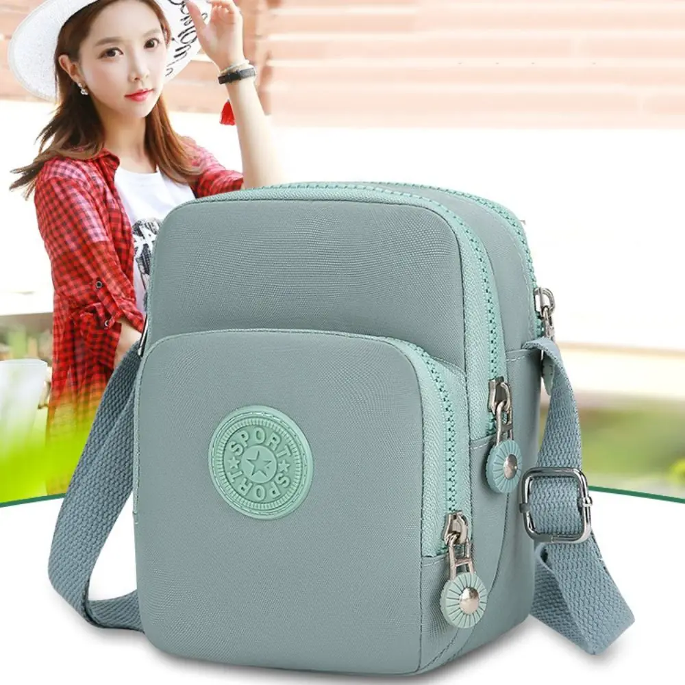 

Multi-functional Zipper Crossbody Bag Adjustable Strap Square Nylon Shoulder Bag Solid Color Coin Purse Small Phone Bag Women