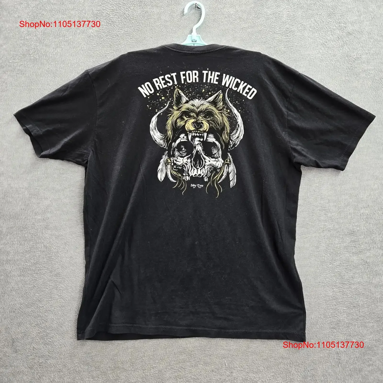Wash With Souls Men T Shirt 2XL Black Skull No Rest For The World vintage Washed Top For Everyday Wear Soft Breathable