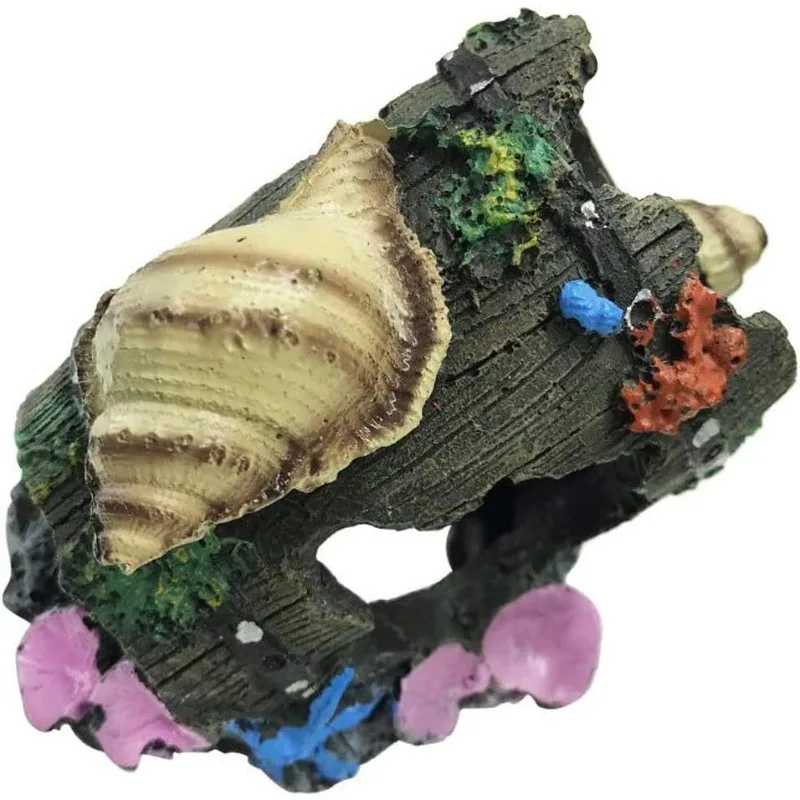 1 Stück Harz-Dekoration im Form eines gebrochenen Fassens für Aquarien, Fischbecken-Ornament, Baumstamm-Höhle als Versteck für Garnelen und kleine Fische, Aquarien-Landschaftsdeko – Detail 3