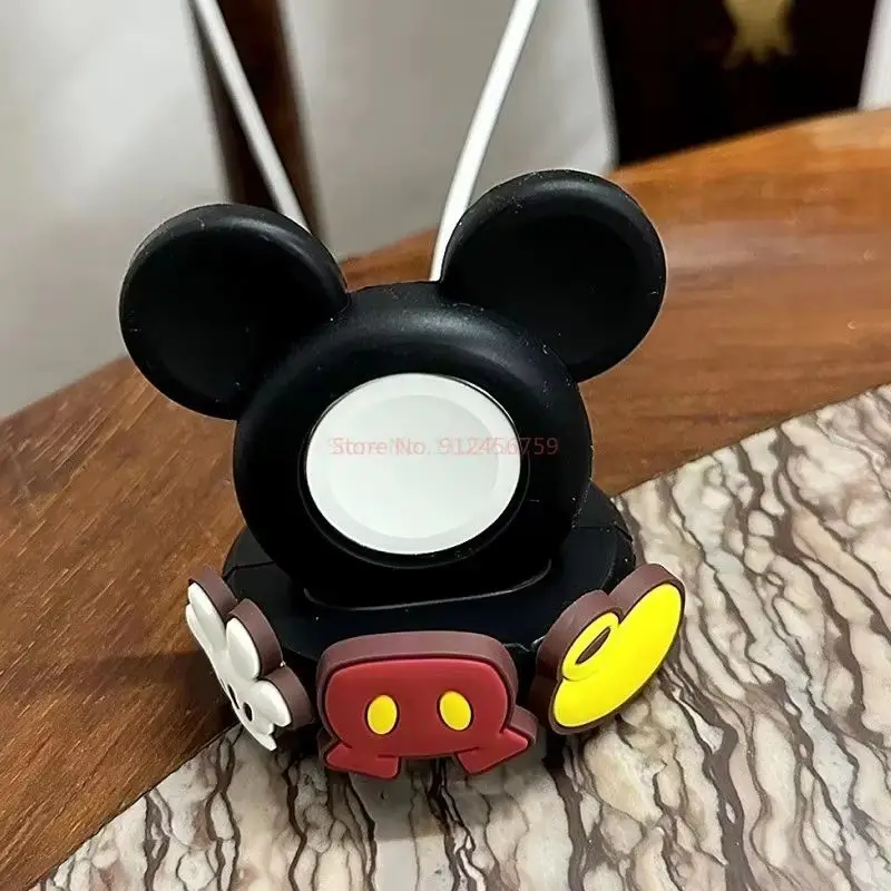 Mickey mouse disney carregador suporte minnie desktop titular para apple watch 8 7 6 5 4 iwatch 3 2 1 se silicone dos desenhos animados base de carregamento