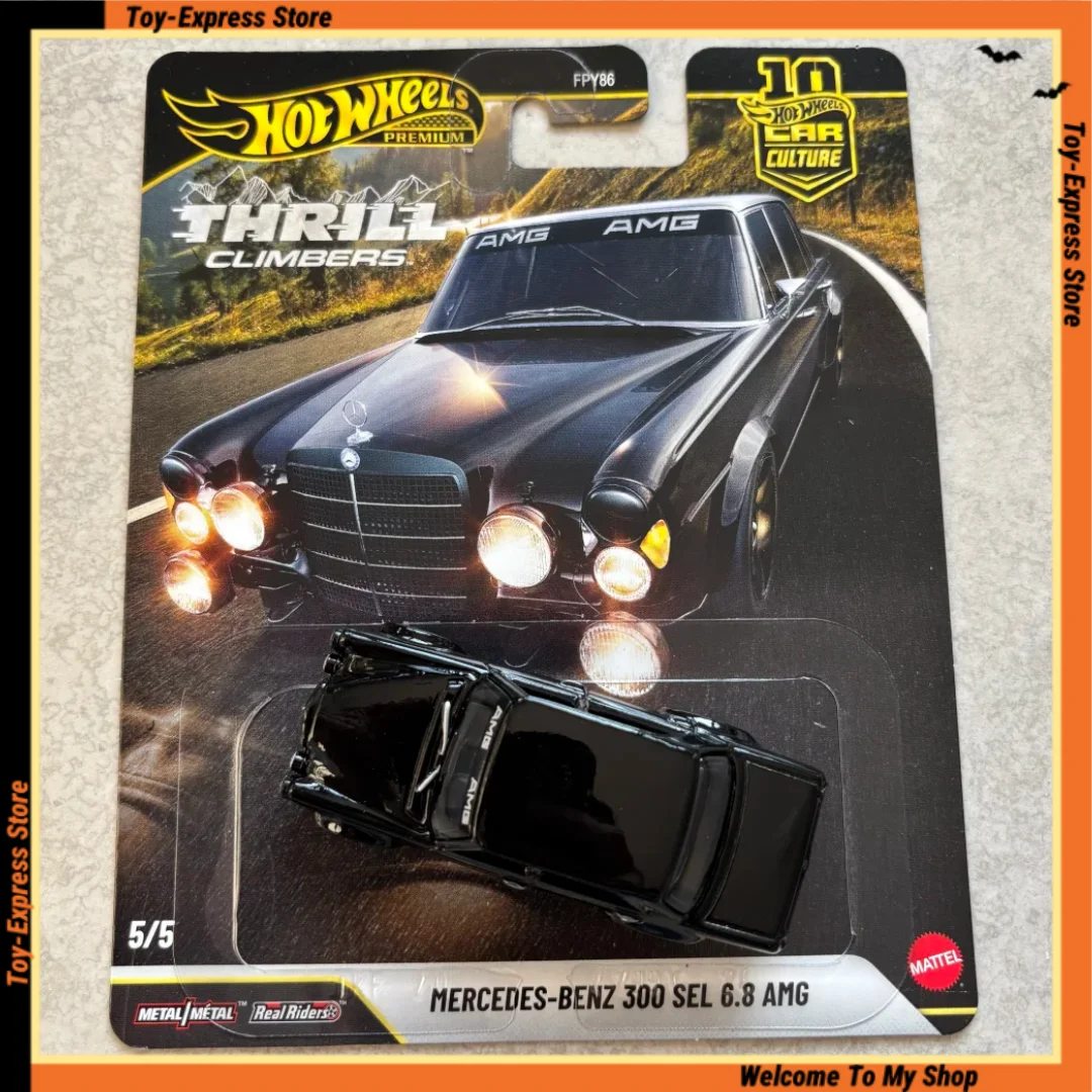 

Коллекционная модель автомобиля Hot Wheels Premium Car Culture Thrill Climbers Mercedes-Benz 300 SEL 6.8 AMG, масштаб 1:64, подарок для коллекционеров