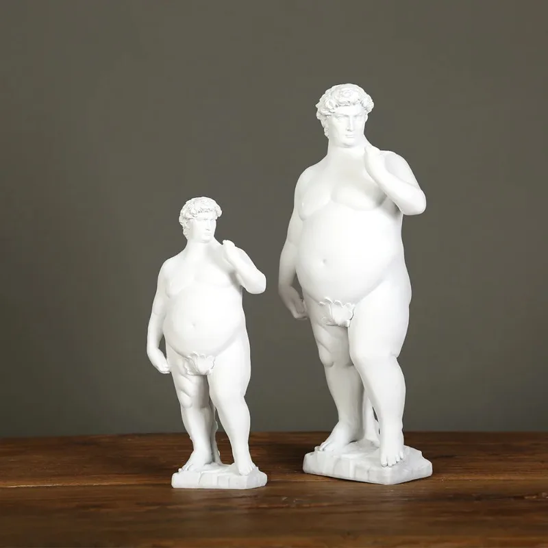 

Creative Fat David Portrait Sculpture Resin Craft Human Body Abstract Statue Home Decor Desktop Ornaments Garden Art Decoration