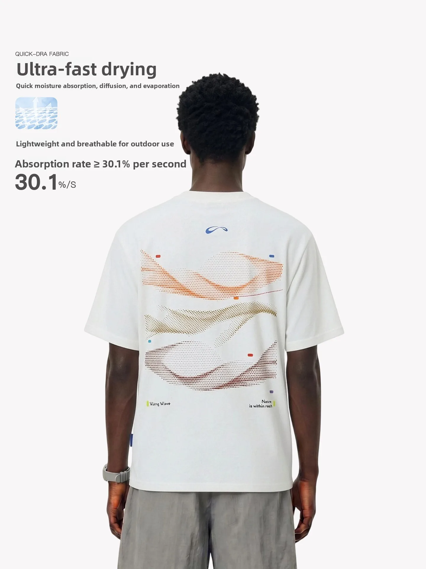 

Waitingwave Quick Dry Short Sleeve T-Shirt Unisex Loose Fit Outdoor Sports Cotton Polyester Blend Antibacterial UV Protection
