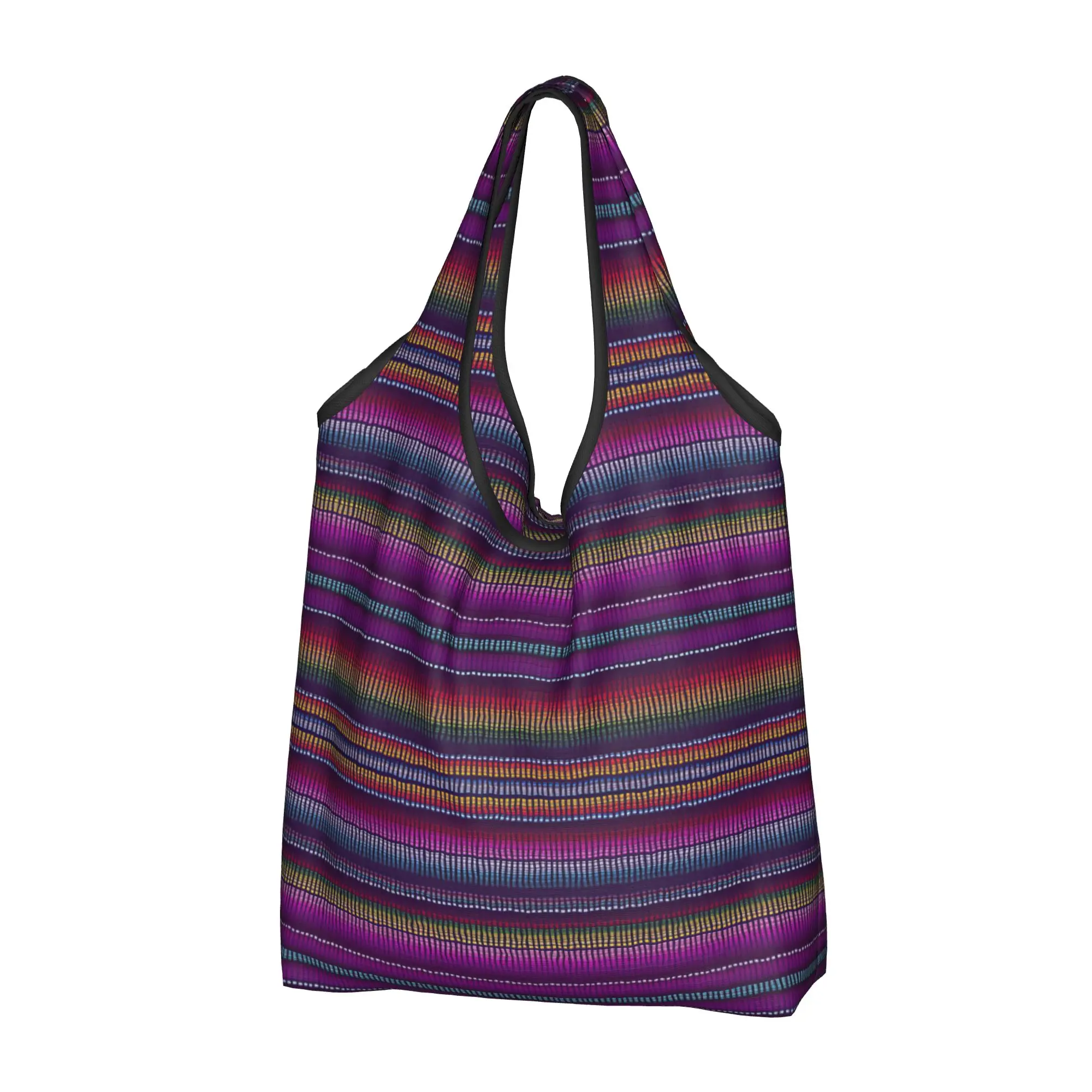 Custom Mexican Serape Colorful Geometric Stripes Shopping Bag Portable Large Capacity Grocery Cinco De Mayo Shopper Tote Bags