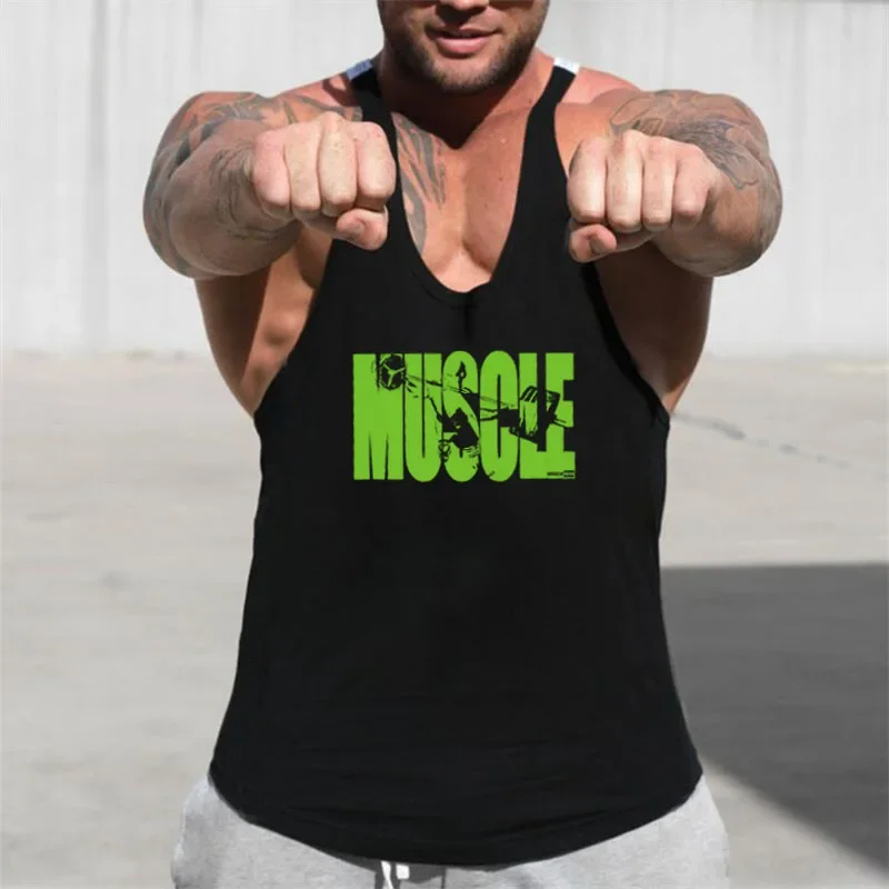 Summer Men Gym Clothing Loose Breathable Sleeveless Workout Vest Fitness Tank Top Tops Sleeveless Loose Pumping Iron  T-shirt