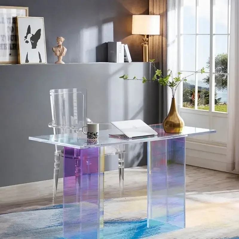 

New modern design office furniture acrylic rainbow color office computer table acrylic table