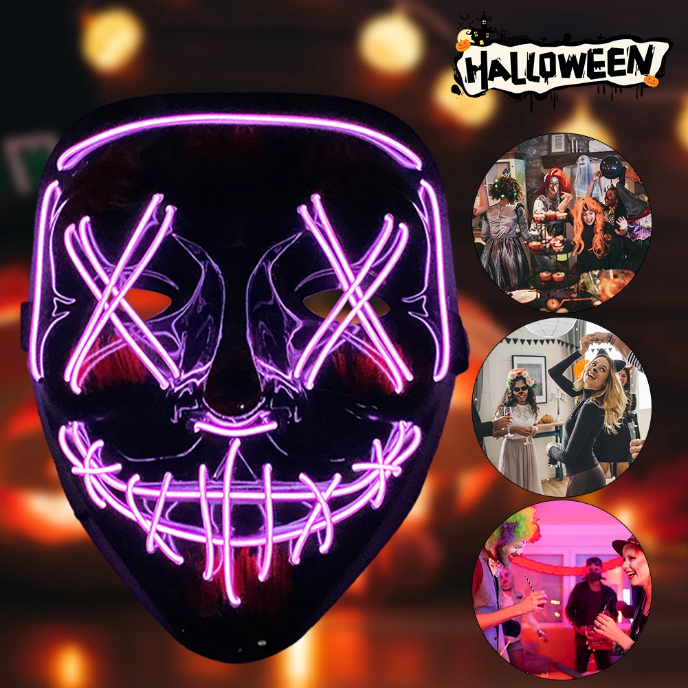 Halloween LED Purge Mask With Controller Cold Light Masquerade Carnival Party Masks Luminous Festival Party Dressing Up Props