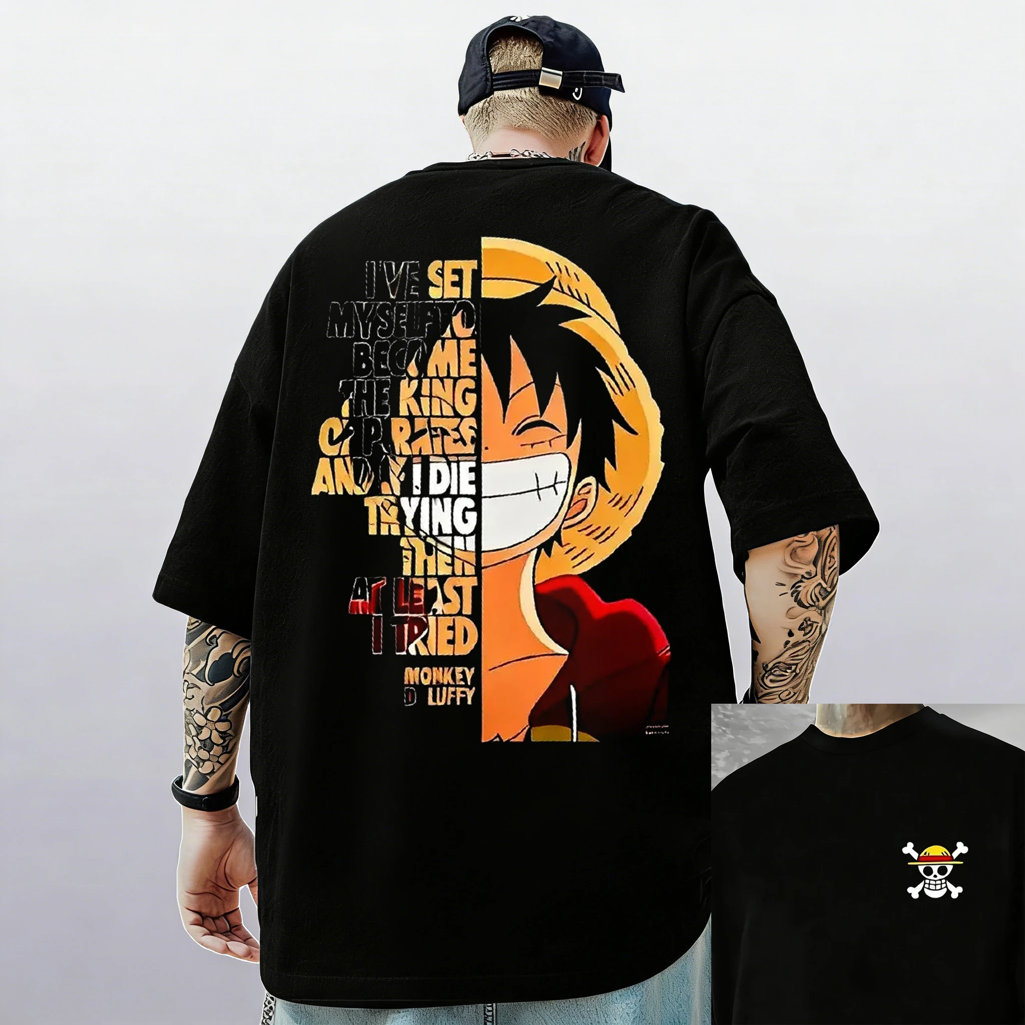 One Piece Japanese Anime Print Cotton T-Shirt Monkey D Luffy Men Women Casual Short Sleeve Luffy T-shirt Casual Streetwear Tops