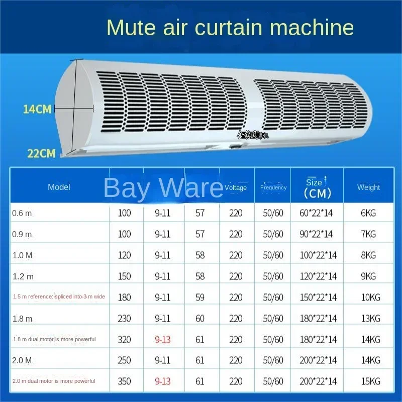 220V Commercial Air Curtain Door for Supermarket and Cold Storage with Silent Operation A