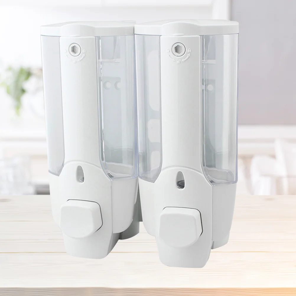 

1Pcs Double Heads Wall Mounted Liquid Soap Dispenser ABS Plastic Manual Pump for Bathroom Shower Bath Kitchen Sink Non-Slip