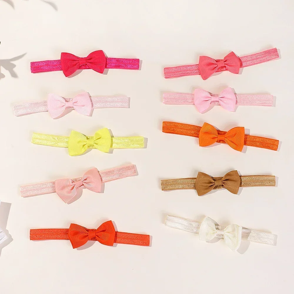 1pcs Baby Bows Head Band Elastic Ribbon Hair Band Infant Headwear Solid Color Headband Babe Casual Head Accessories Wholesale