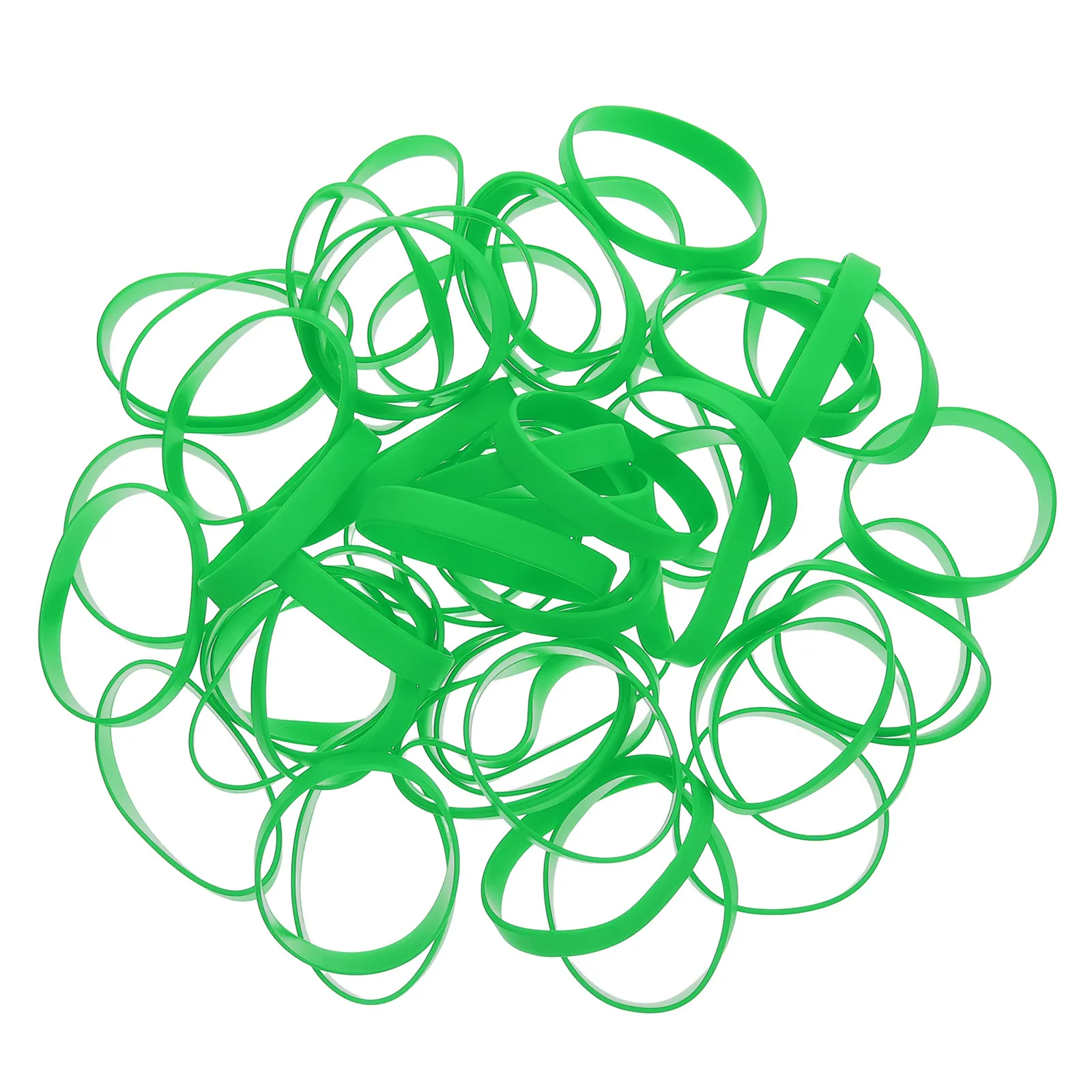 60pcs Plain Silicone Wristbands – Stretchy Elastic Bracelets for School, Sports, Party Favors & DIY (Green)