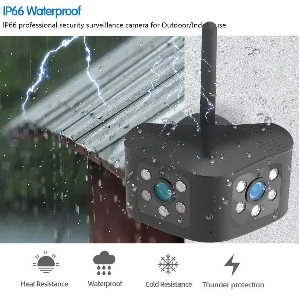 8MP 4K Dual Lens wide angle 180° Wifi IP Camera Ai Human Detect Outdoor 4MP Ultra Color Night Vision Surveillance Camera IPC360