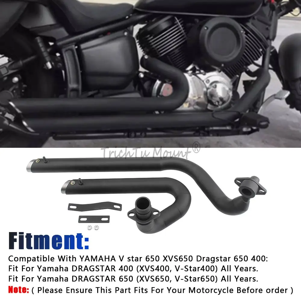 Motorcycle Exhaust Pipe Kit Full Silencer Mufflers Drag Pipes For Yamaha V-Star 650 XVS650 XVS400 Dragstar 650 400 Accessories