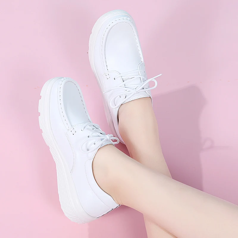 leather air cushion hospital nurse shoes women white comfortable soft breathable flat bottomed non slip single shoes