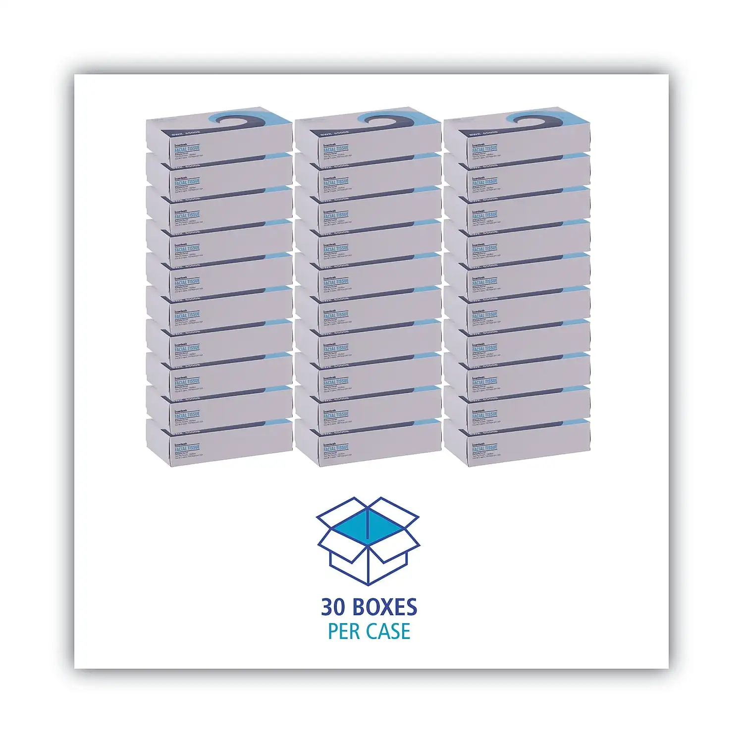 

Office Packs Facial Tissue, 2-Ply, White, Flat Box, 100 Sheets/Box, 30 Boxes/Carton -BWK6500B