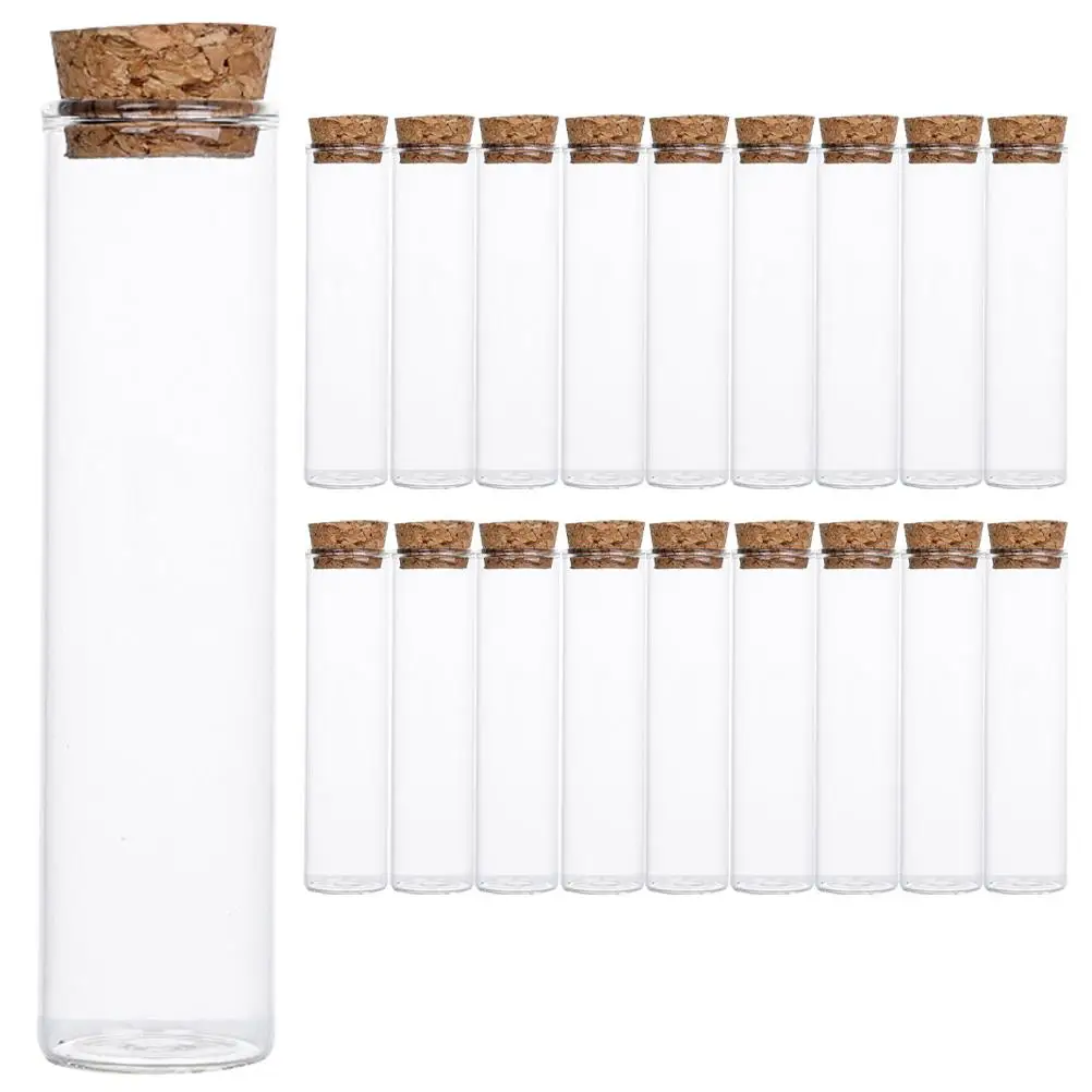 

20 Pcs Glass Match Bottle Transparent Wishing Container with Cork Lid Storage Corked Bottles