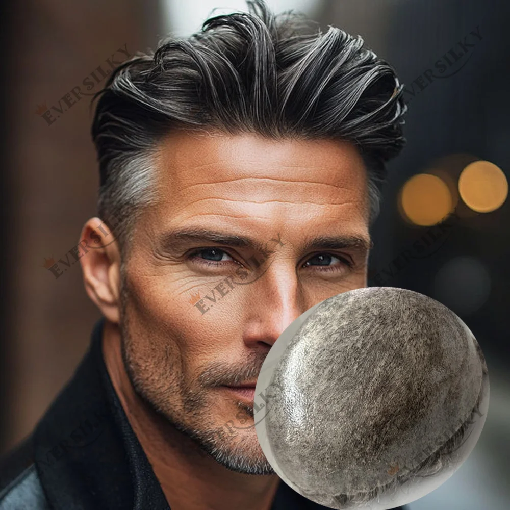 

Super Natural Hairline Strong Thin Micro Skin Blonde Brown Men's Toupee Grey Black 1B40 1B50 1B80 Human Hair Cheapest Hairpieces