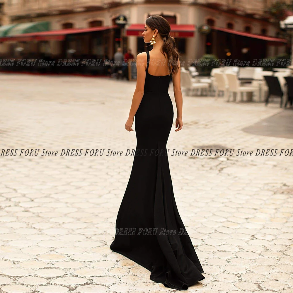 Simple Mermaid Evening Dress Sapghetti Strap Balck Sleeveless Party Gown Cheap Custom Formal Celebrity Vestido De Fiesta 2023