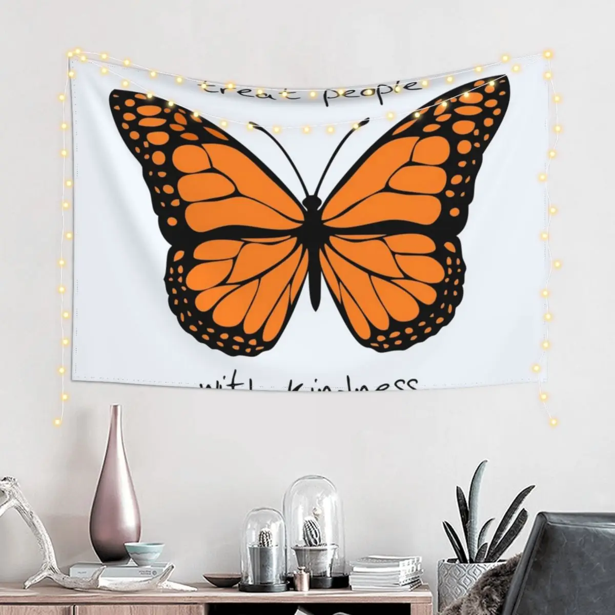 treat people with kindness butterfly Tapestry Wall Hanging Decor Cute Room Decor Tapestry