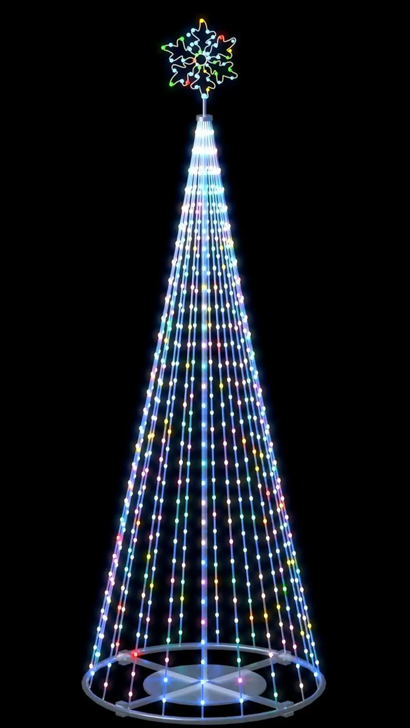 Outdoor Lighting Christmas Tree Lights, 12FT Smart LED Outside Flag Pole Christmas Tree Light Show with 648 Lights