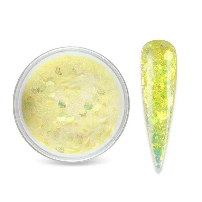 15g Sirena Esagono Chunky Glitter Polvere Acrilica Nail Art per Extension Builder Scultura Suggerimenti Manicure