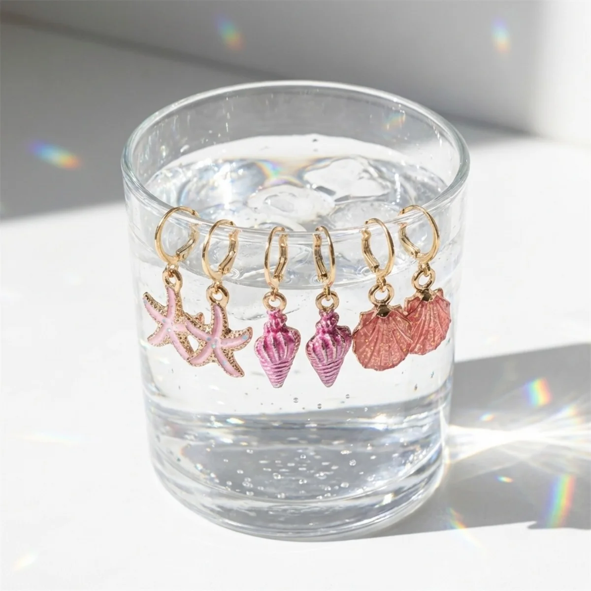 Emaille-Seestern-Muschel-Ohrhänger-Set für Damen und Herren, Bohemian Ocean Beach Sea Star Ohrringe, Urlaub, Sommer, Party, Schmuck – Detail 16