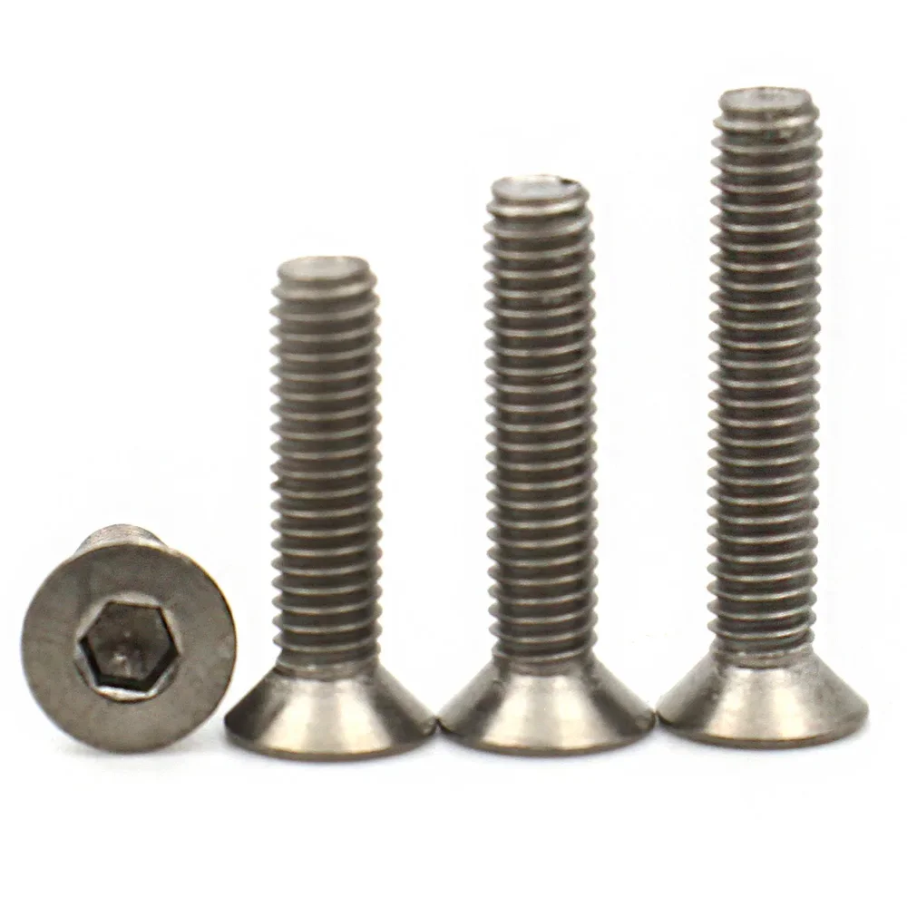 2-10pcs TA2 Pure Titanium M2 M2.5 M3 M4 M5 M6 M8 Gr2 Hexagon Hex Socket Head Flat Countersunk Allen Bolt Screw DIN7991 L=3-60mm