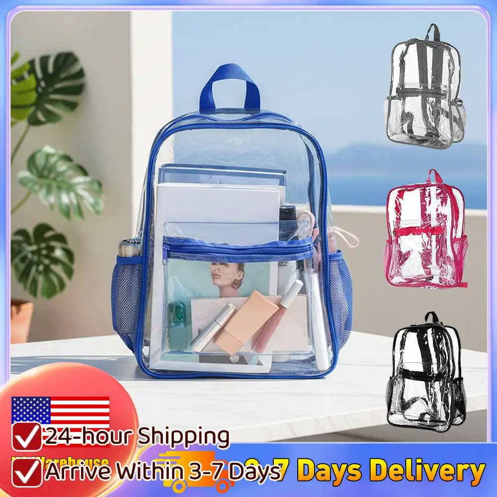 

Прозрачный рюкзак для школы, 15 дюймов, прозрачная сумка из ПВХ с большой вместимостью для мужчин, женщин, мальчиков и девочек, прозрачная сумка для книг.