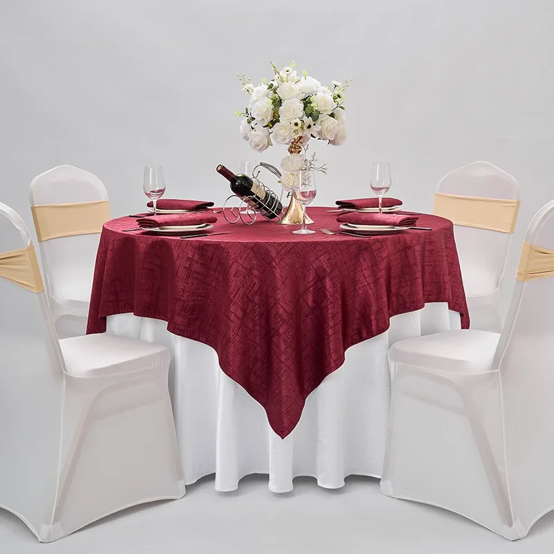 Thickened Double Layer Color Woven Satin round Tablecloth for Western Restaurant Large round Tablecloth with Embroidery