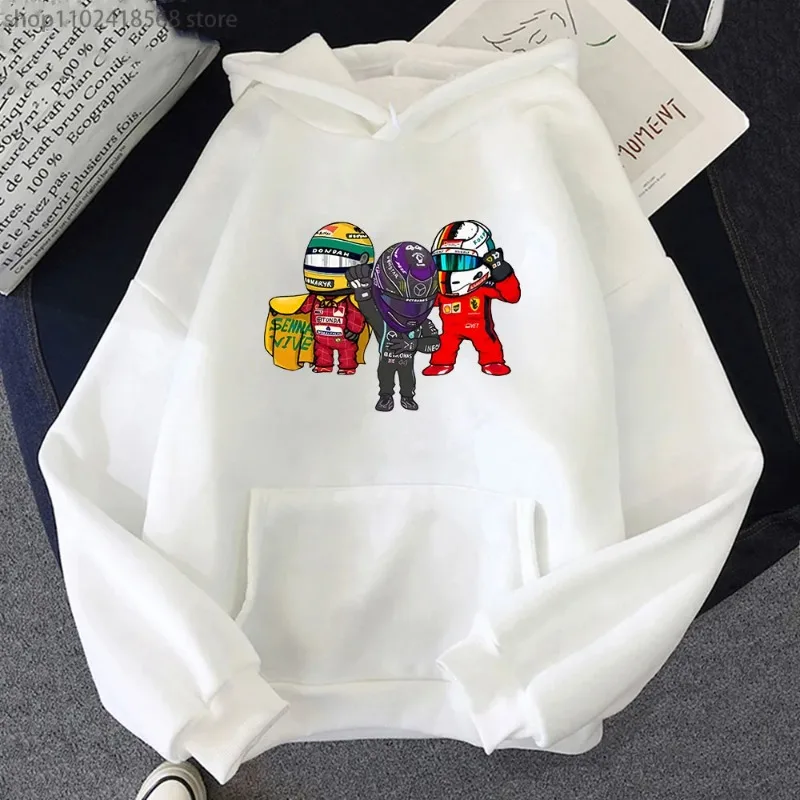 2024 New Fashion Cartoon F1 Car Printed Mens Mini Driver Fan Couple Sweatshirt Mens Unisex Clothing Cool Pullover