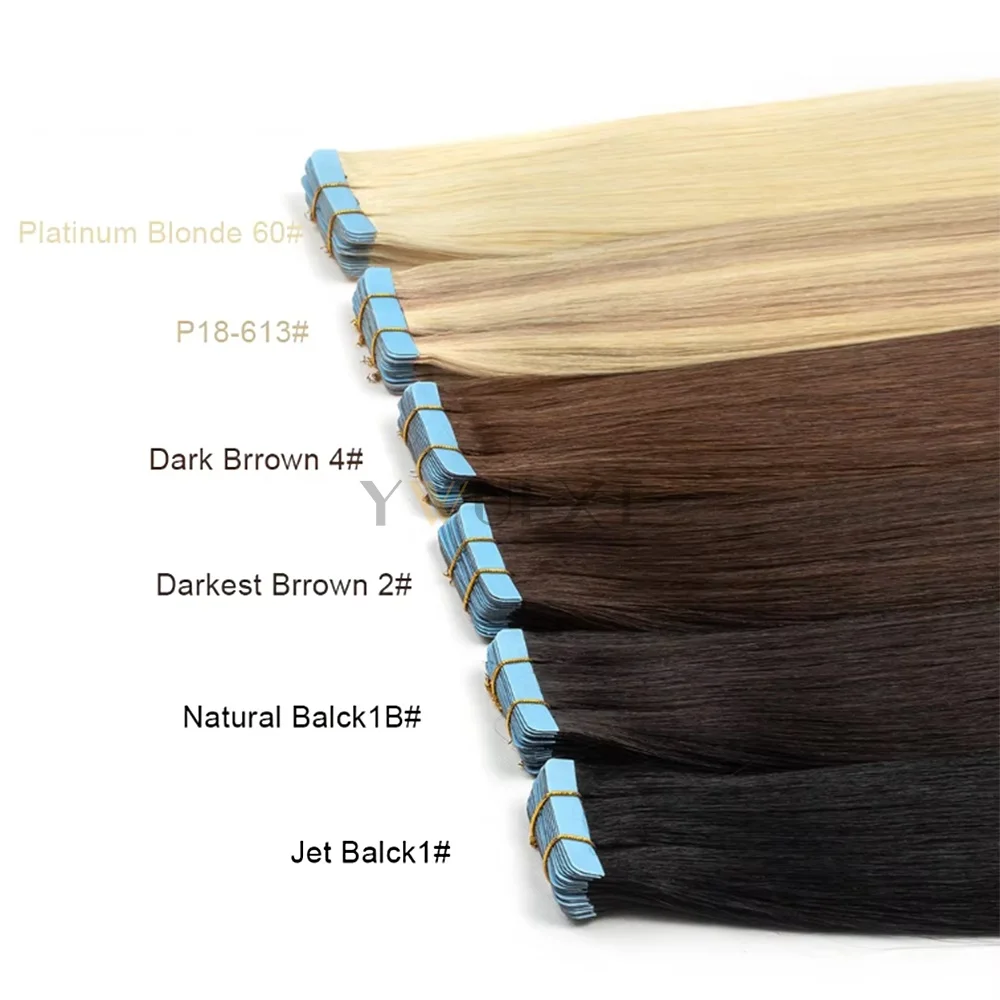 

Лента для наращивания волос, блондинка, черная лента для наращивания, бесшовная машина Remy, натуральные прямые человеческие волосы, 20 шт./упак.