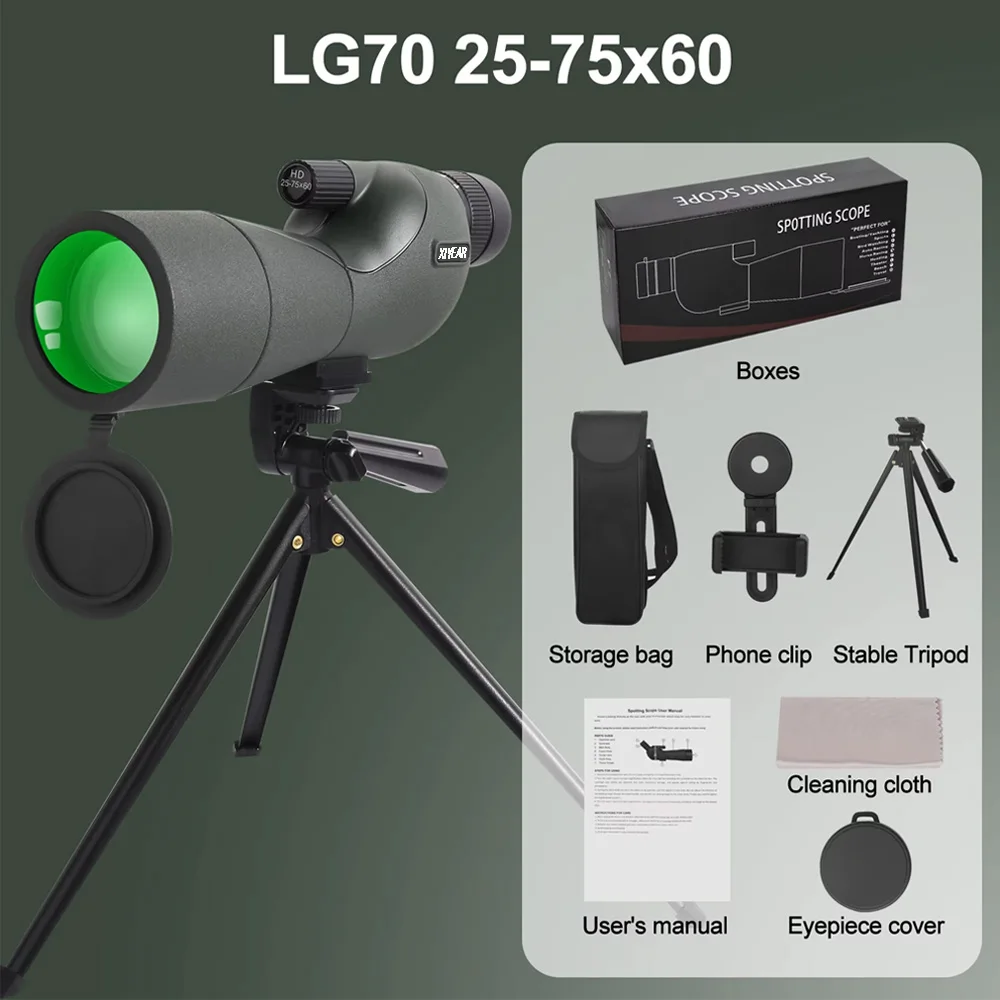 -75x60 Telescope Spotting Scope Powerful Zoom For Bird Watching Target Shooting With Tripod 6