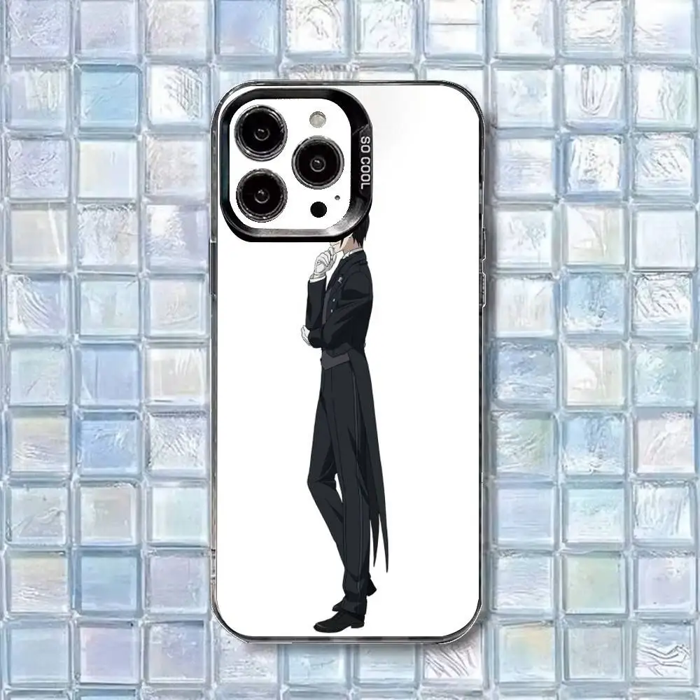 Casing Ponsel Anime Hitam B-ButlerS Untuk iPhone17,16,15,14,13,12,11 Plus,Pro Max Putih Matte Tahan Banting