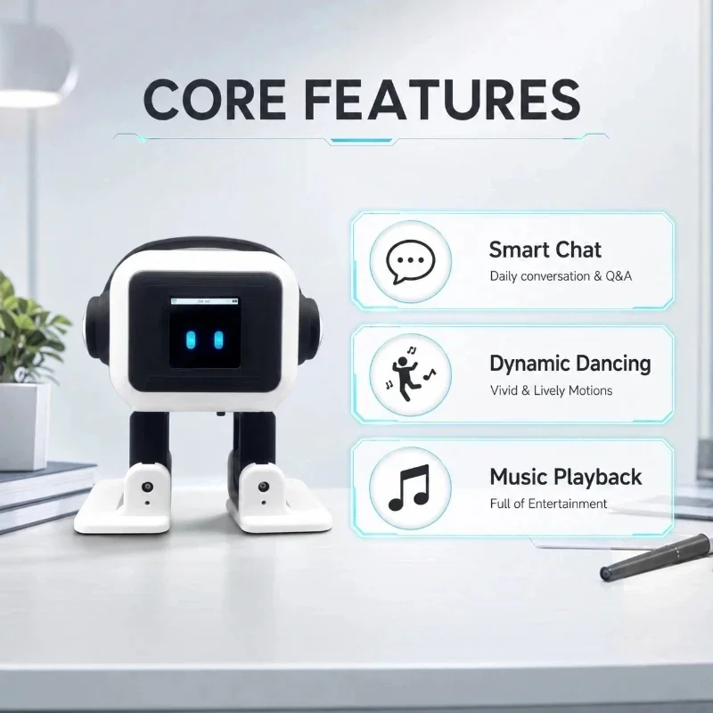 New AI EMO Desktop Robot Smart Interactive Chat Voice Control Dancing Music Player Electronic Pet Gift