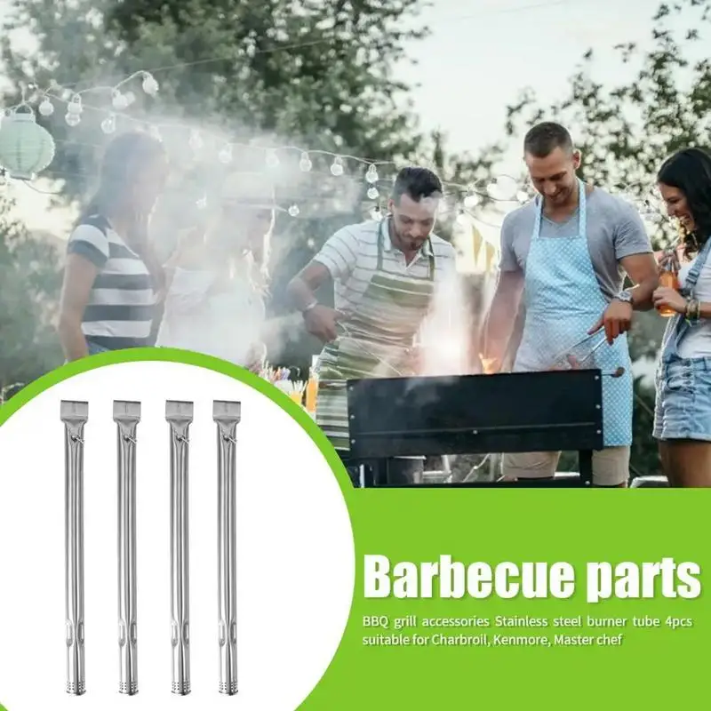 

Grill Burner Tube Kit 4pcs Barbecue High-Temperature Resistant Burner Tubes Enhance Outside Cooking Burner Maintenance