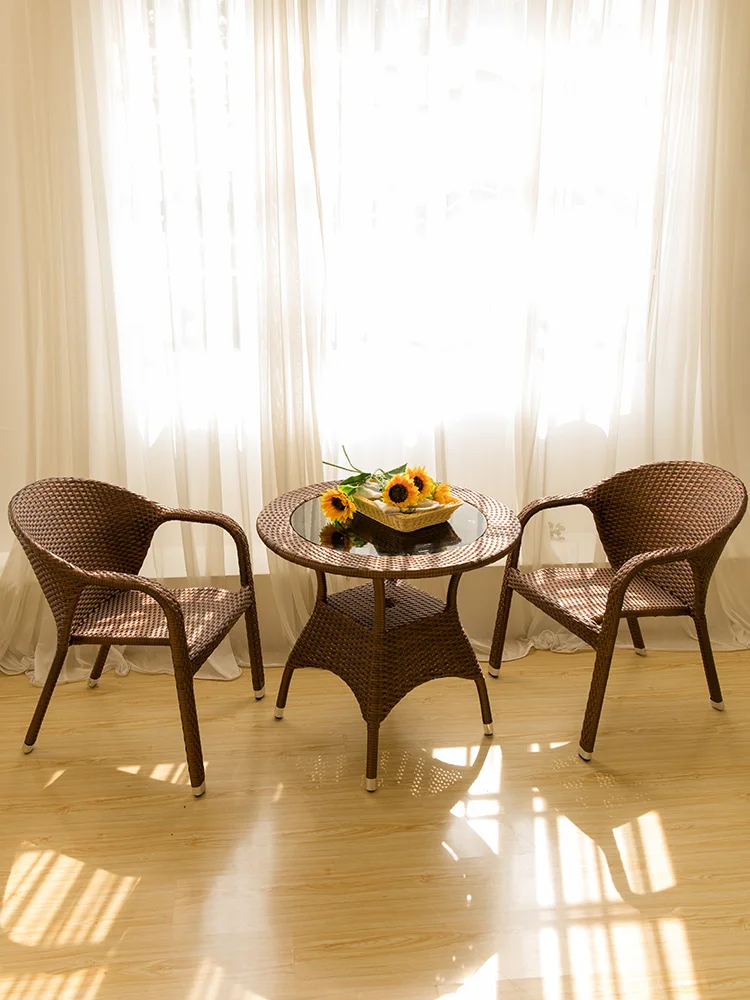 Leisure tables, chairs, balconies, small tables, chairs, rattan chairs, three piece set, leisure backrest chairs, courty